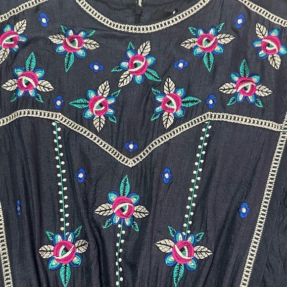 NEW Isabel Marant Caroline Embroidered Silk-satin Midi Dress Sz 36 Faded Black - Picture 10 of 16